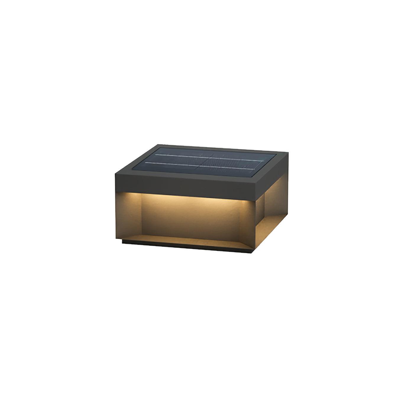 Buiten Tuinlamp Vierkant — Waterdicht IP65 Sokkel Verlichting Zwart Metaal & Matglas — 20×20×10 cm / 30×30×15 cm / 40×40×20 cm / 50×50×35 cm — Solarpaneel of Netaansluiting — 3000K/4000K/6000K — Oprit, Terras, Pad & Hek | Sansoti