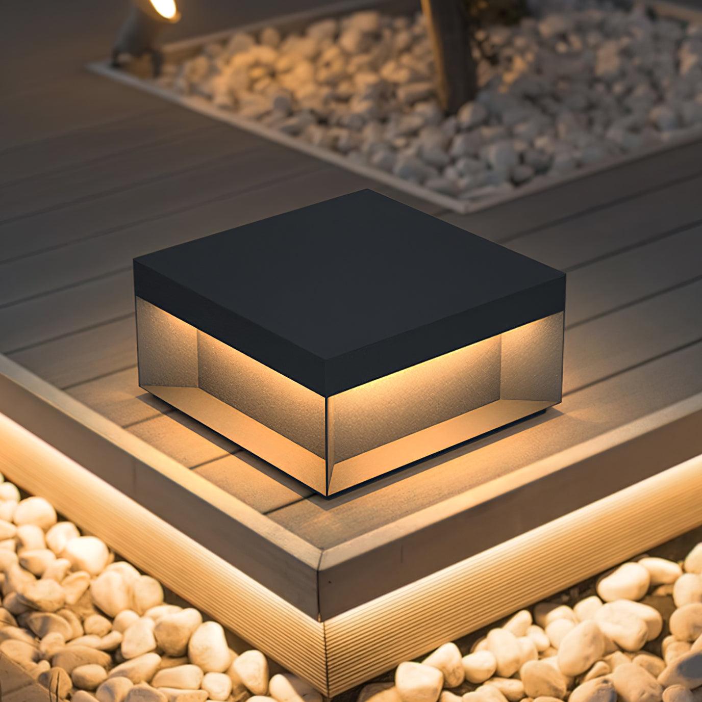 Solar Garden Post Light Modern IP65 Black Aluminum Path Lighting Waterproof for Garden Driveway Terrace | Sansoti