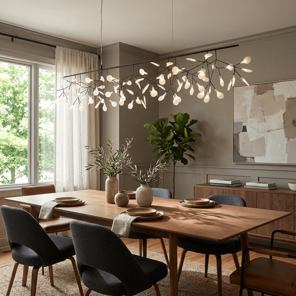LED Kroonluchter Zwart met Acryl Lichtpunten – 30 tot 135 Lampjes voor Eetkamer en Hal | Sansoti