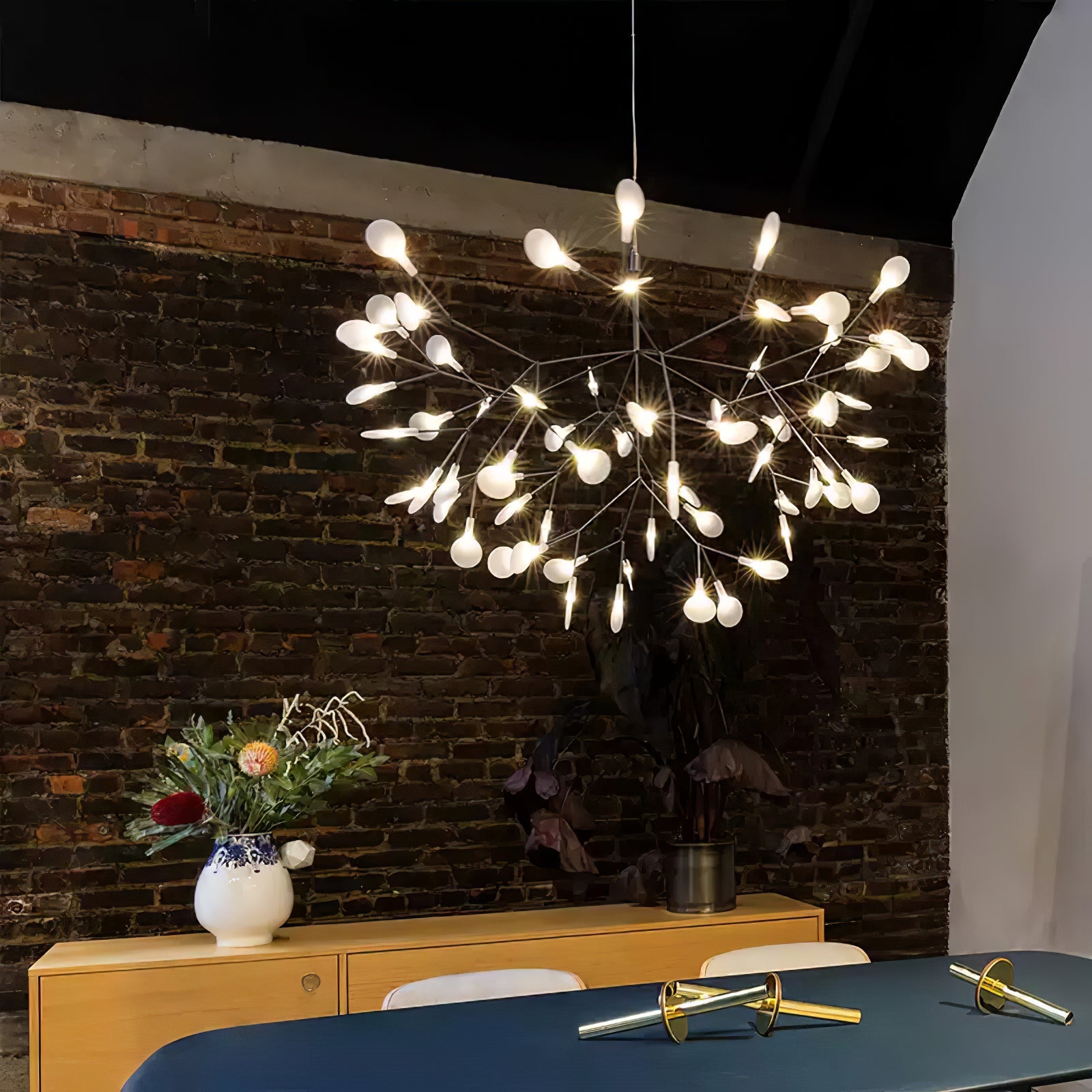 LED Kroonluchter Zwart met Acryl Lichtpunten – 30 tot 135 Lampjes voor Eetkamer en Hal | Sansoti