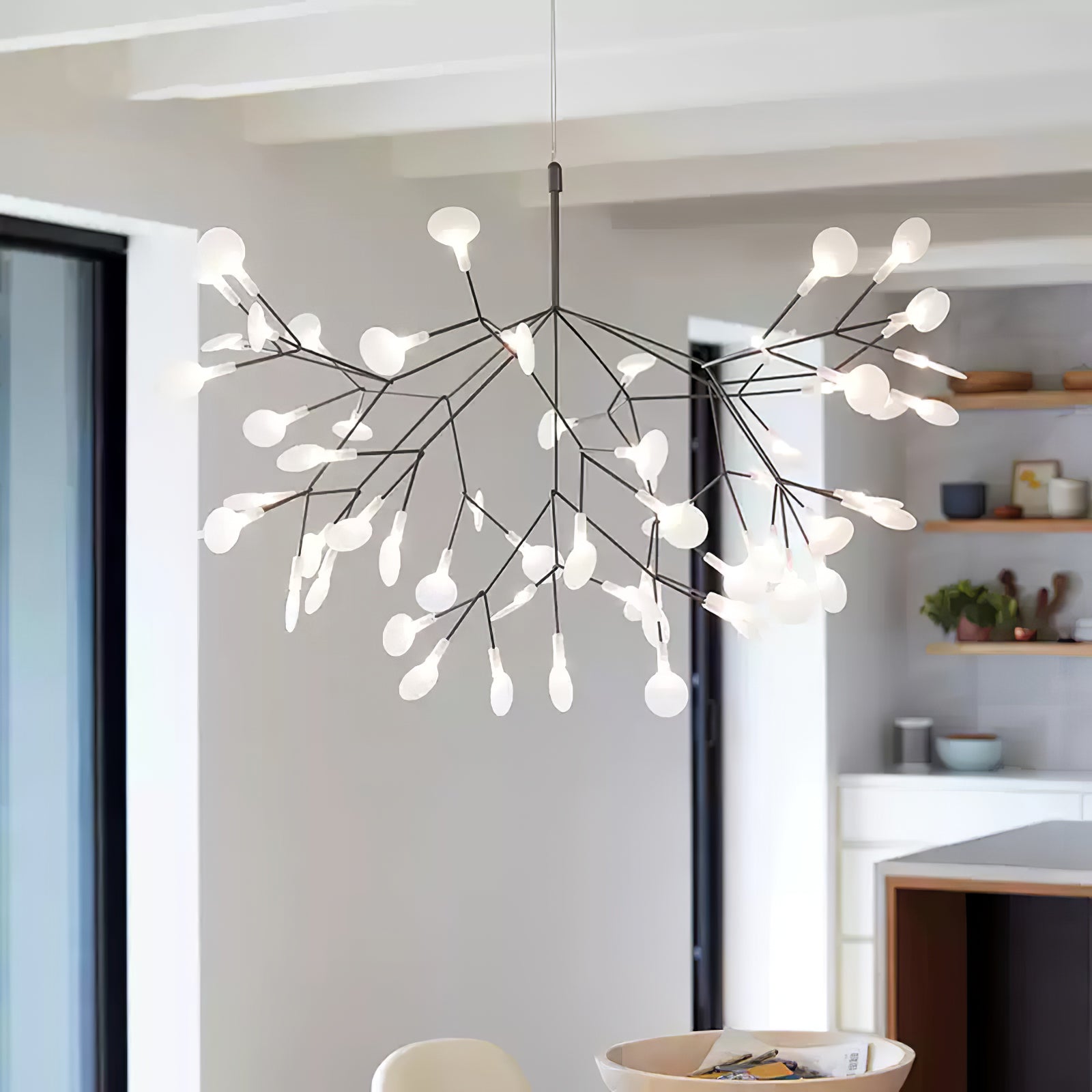 LED Kroonluchter Zwart met Acryl Lichtpunten – 30 tot 135 Lampjes voor Eetkamer en Hal | Sansoti