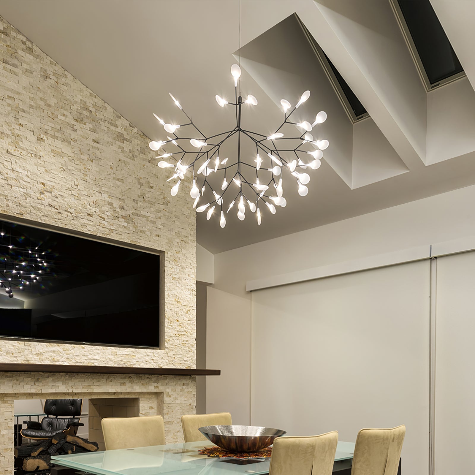 LED Kroonluchter Zwart met Acryl Lichtpunten – 30 tot 135 Lampjes voor Eetkamer en Hal | Sansoti