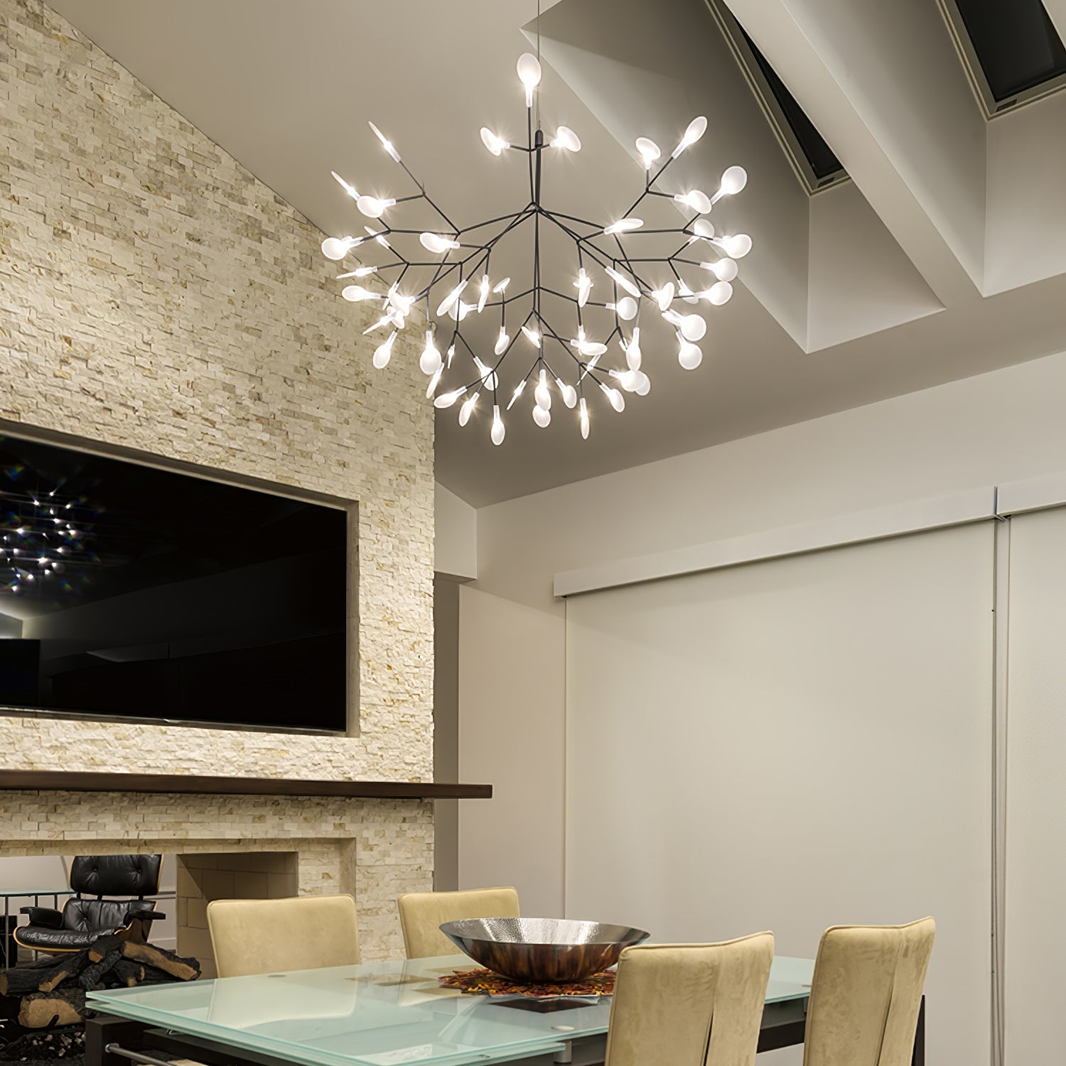 LED Kroonluchter Zwart met Acryl Lichtpunten – 30 tot 135 Lampjes voor Eetkamer en Hal | Sansoti