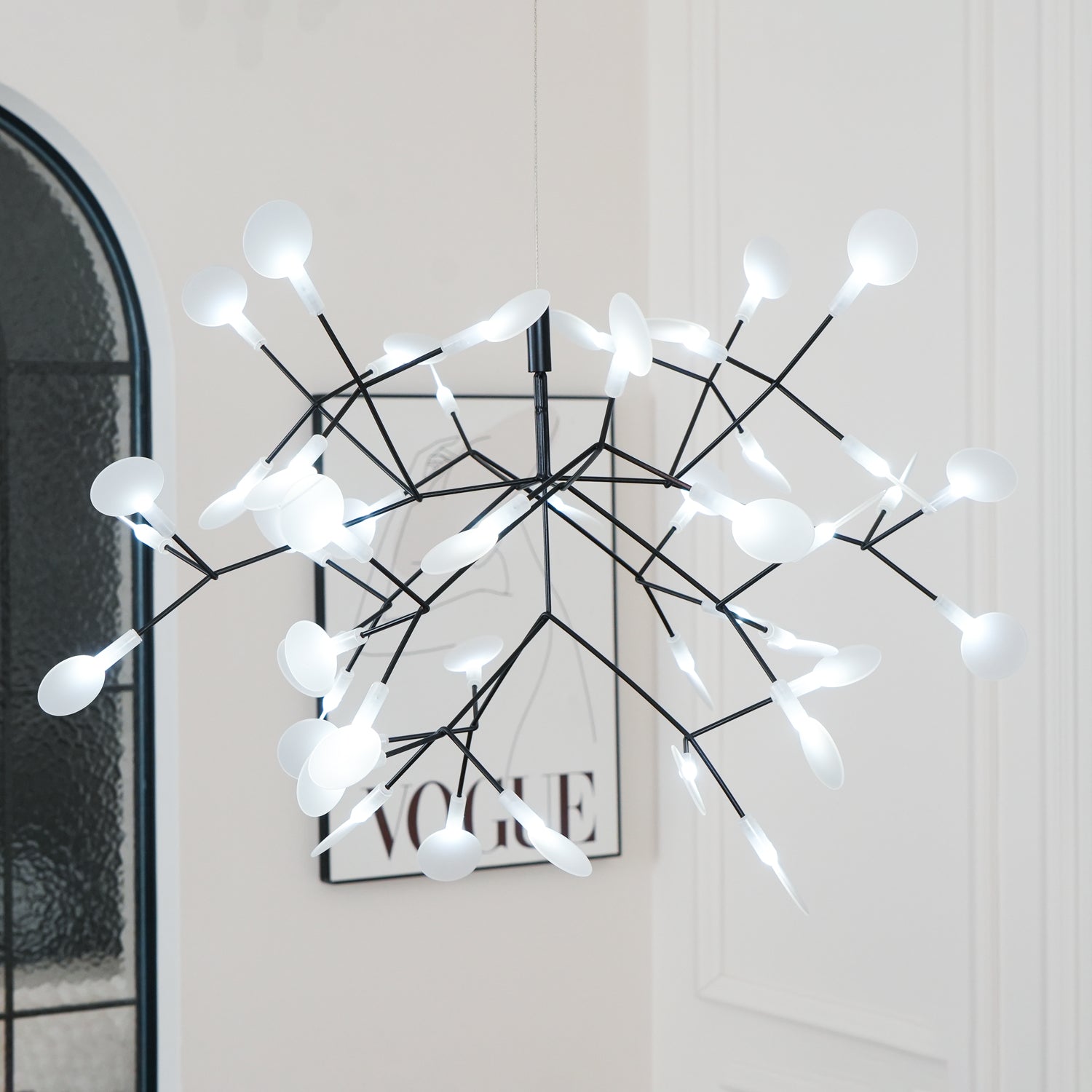 LED Kroonluchter Zwart met Acryl Lichtpunten – 30 tot 135 Lampjes voor Eetkamer en Hal | Sansoti
