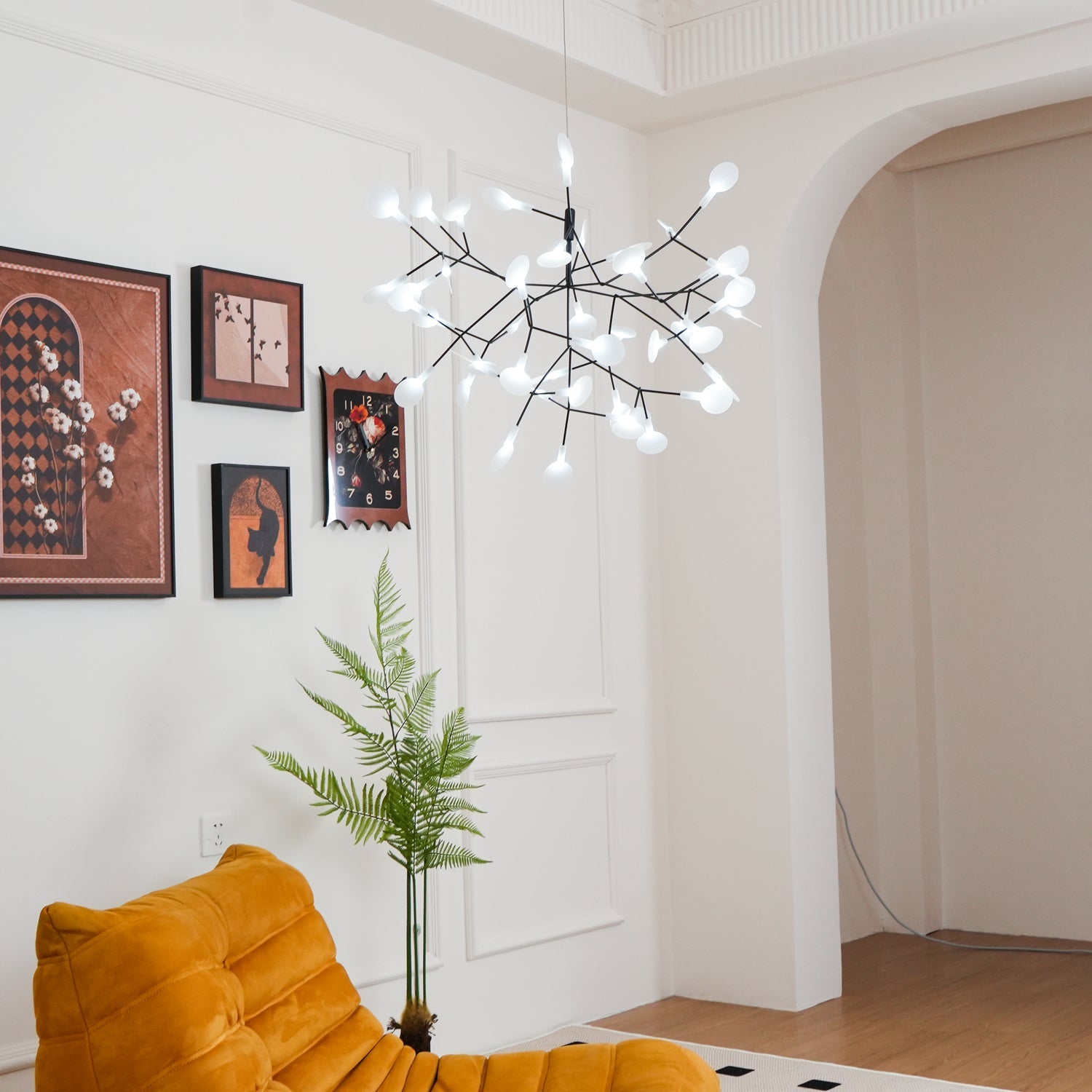 LED Kroonluchter Zwart met Acryl Lichtpunten – 30 tot 135 Lampjes voor Eetkamer en Hal | Sansoti
