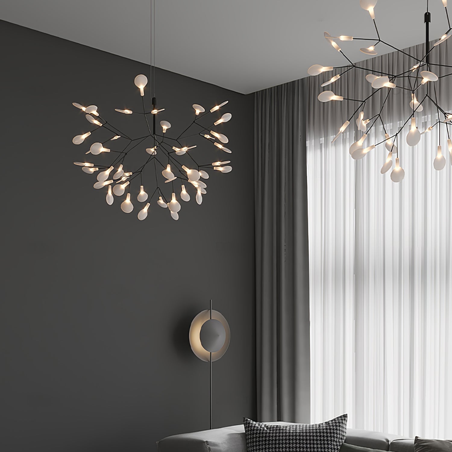 LED Kroonluchter Zwart met Acryl Lichtpunten – 30 tot 135 Lampjes voor Eetkamer en Hal | Sansoti
