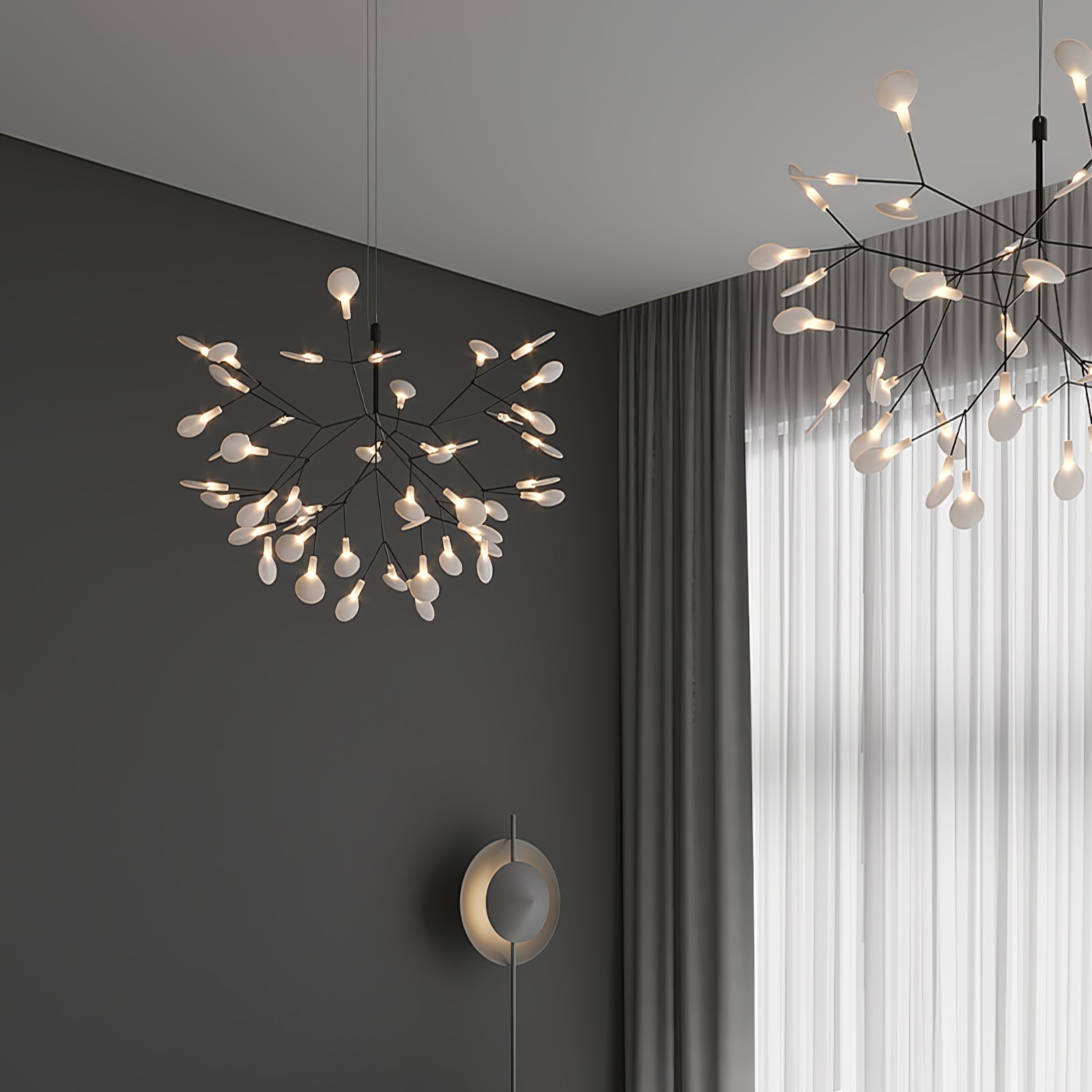 LED Kroonluchter Zwart met Acryl Lichtpunten – 30 tot 135 Lampjes voor Eetkamer en Hal | Sansoti