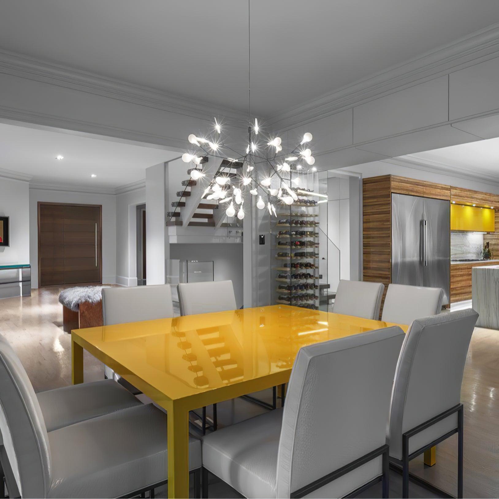 LED Kroonluchter Zwart met Acryl Lichtpunten – 30 tot 135 Lampjes voor Eetkamer en Hal | Sansoti