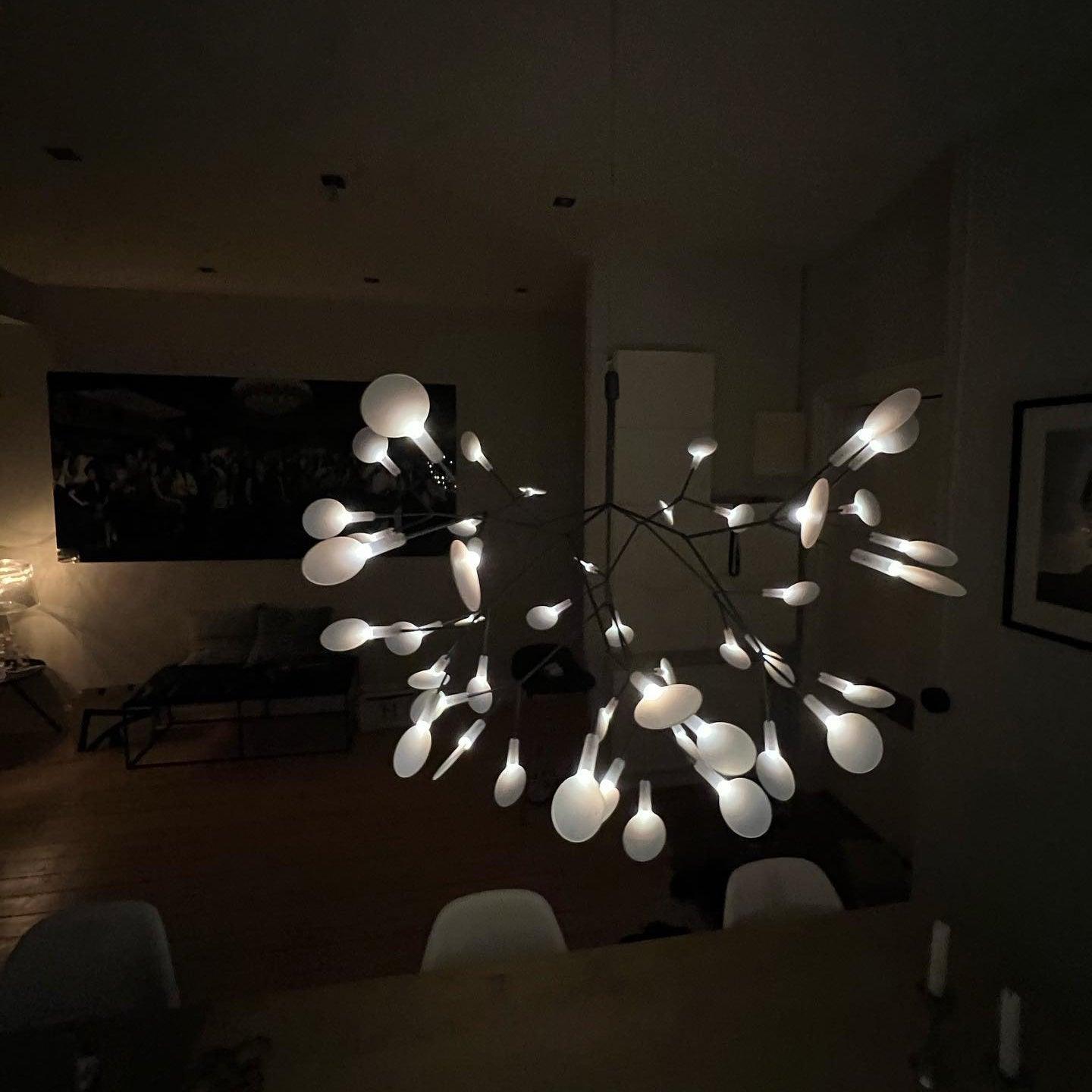 LED Kroonluchter Zwart met Acryl Lichtpunten – 30 tot 135 Lampjes voor Eetkamer en Hal | Sansoti