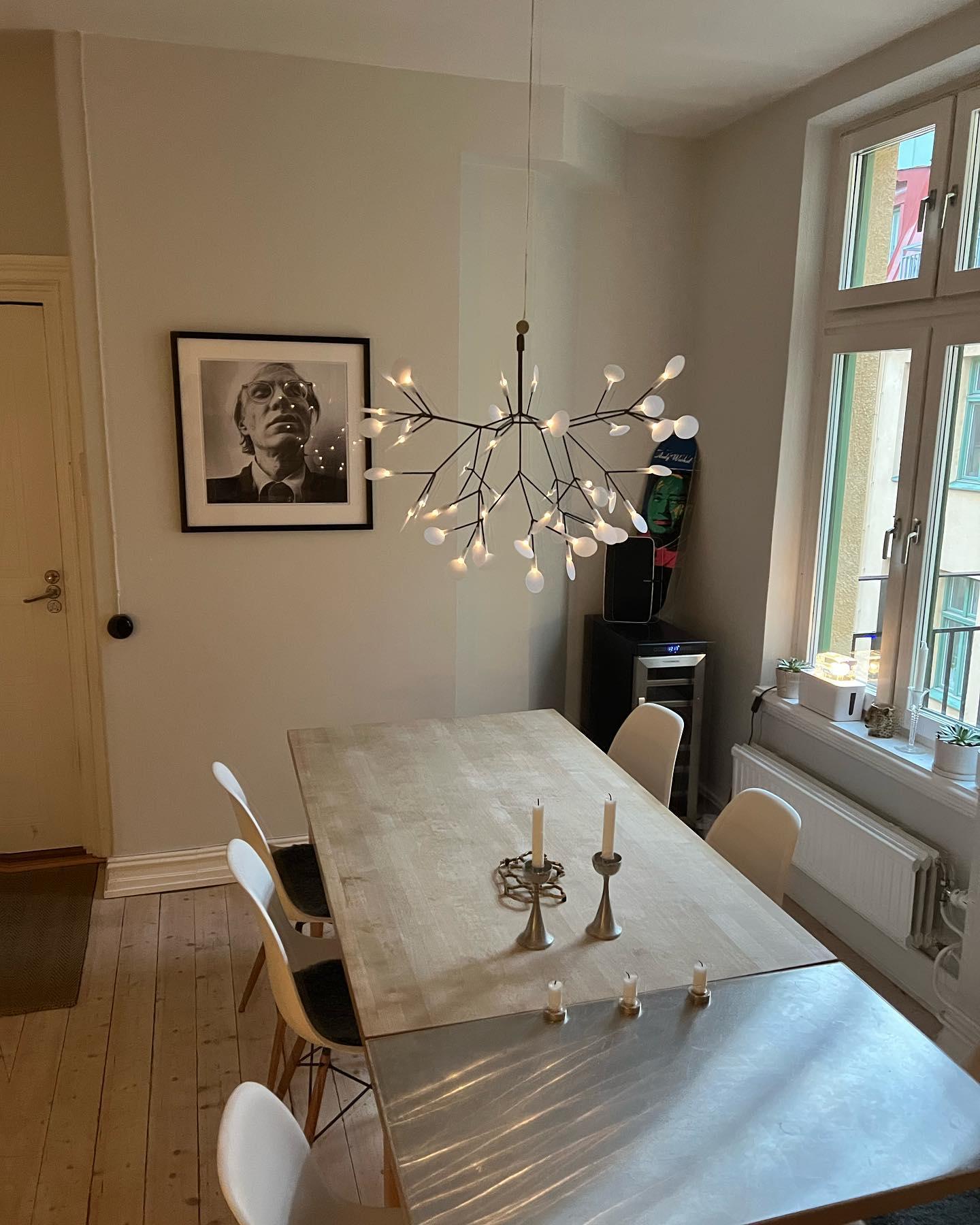 LED Kroonluchter Zwart met Acryl Lichtpunten – 30 tot 135 Lampjes voor Eetkamer en Hal | Sansoti