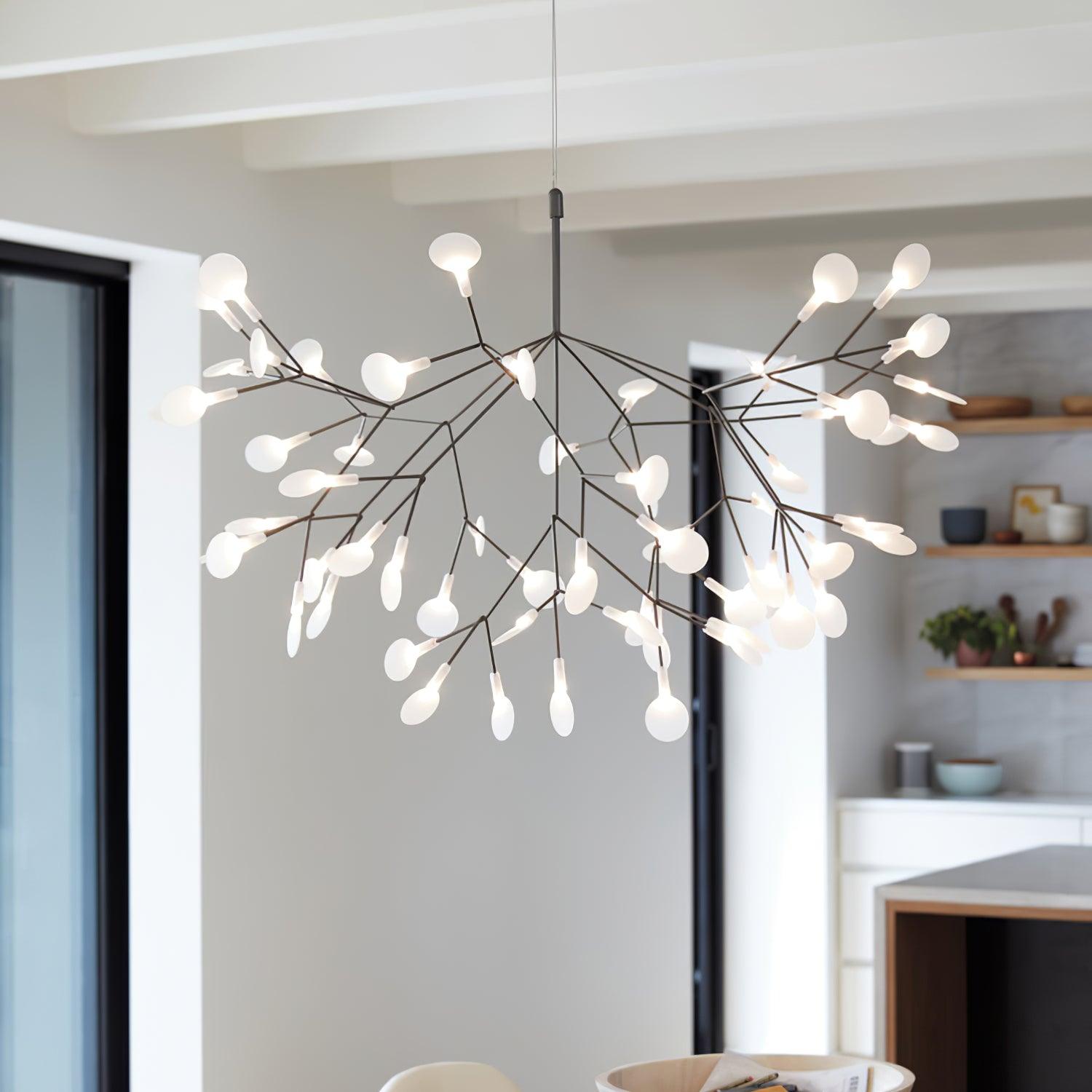 LED Kroonluchter Zwart met Acryl Lichtpunten – 30 tot 135 Lampjes voor Eetkamer en Hal | Sansoti