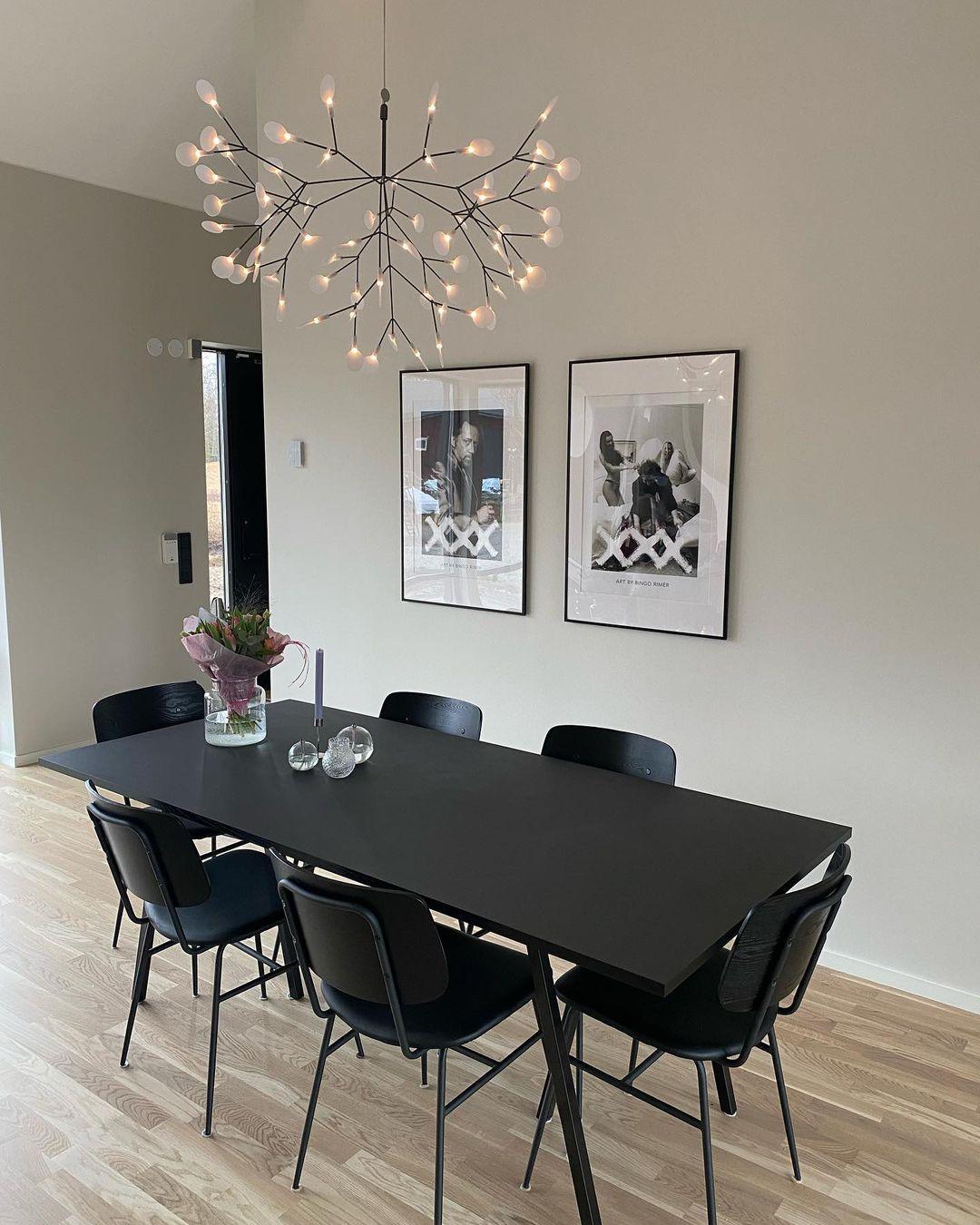 LED Kroonluchter Zwart met Acryl Lichtpunten – 30 tot 135 Lampjes voor Eetkamer en Hal | Sansoti