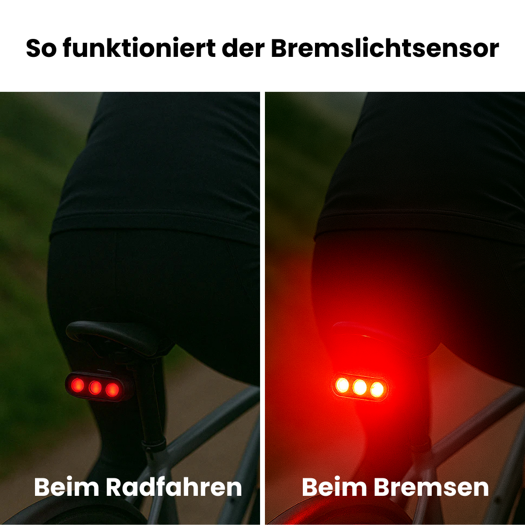 Intelligentes Fahrrad-Rücklicht mit Bewegungssensor und 6 LED-Beleuchtungsmodi für sichere Fahrradtouren | Sansoti