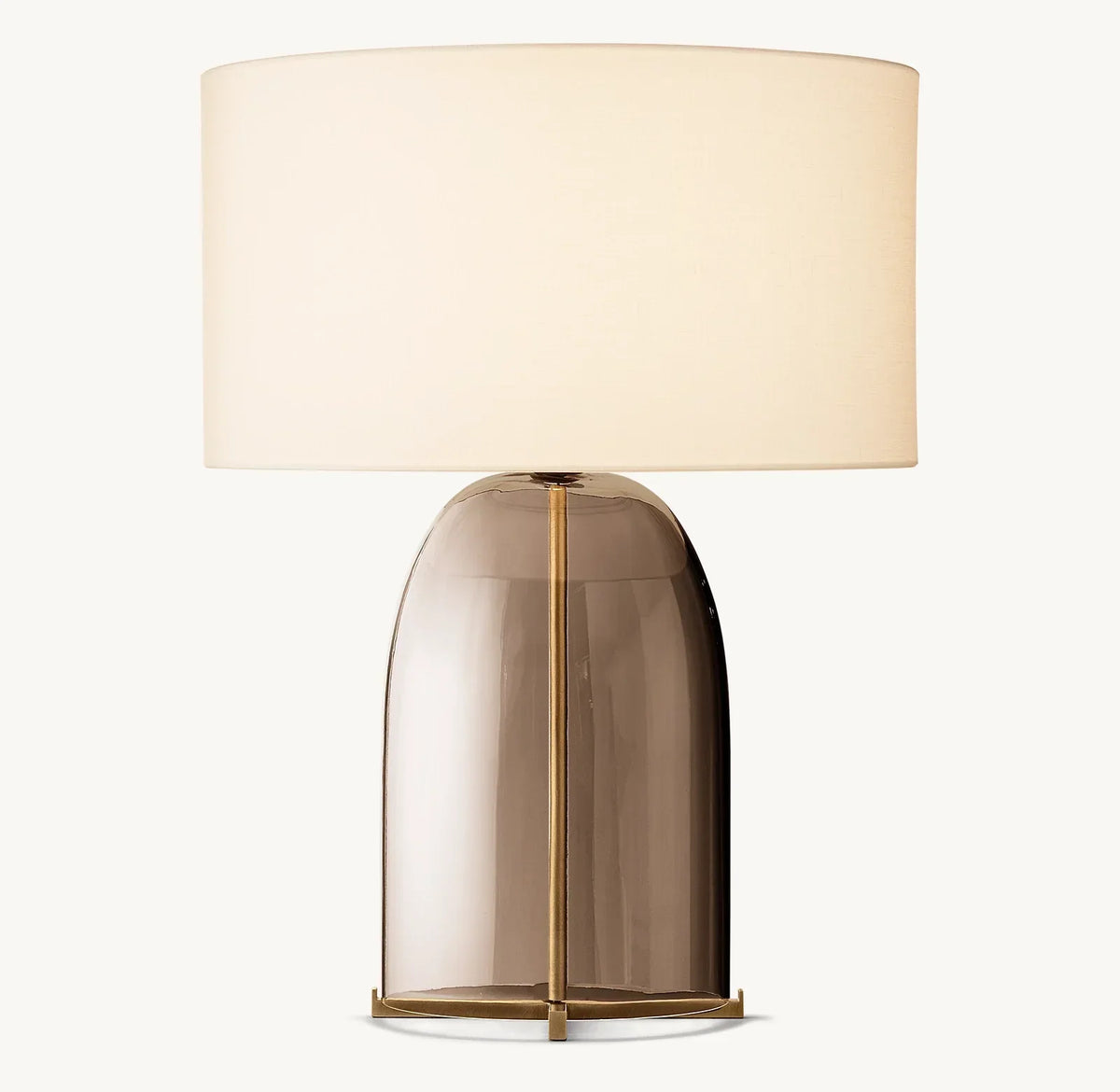 Tafellamp Amber Glas met Ovale Linnen Kap Metalen Voet Woonkamer Slaapkamer Bureaulamp Moderne Verlichting | Sansoti