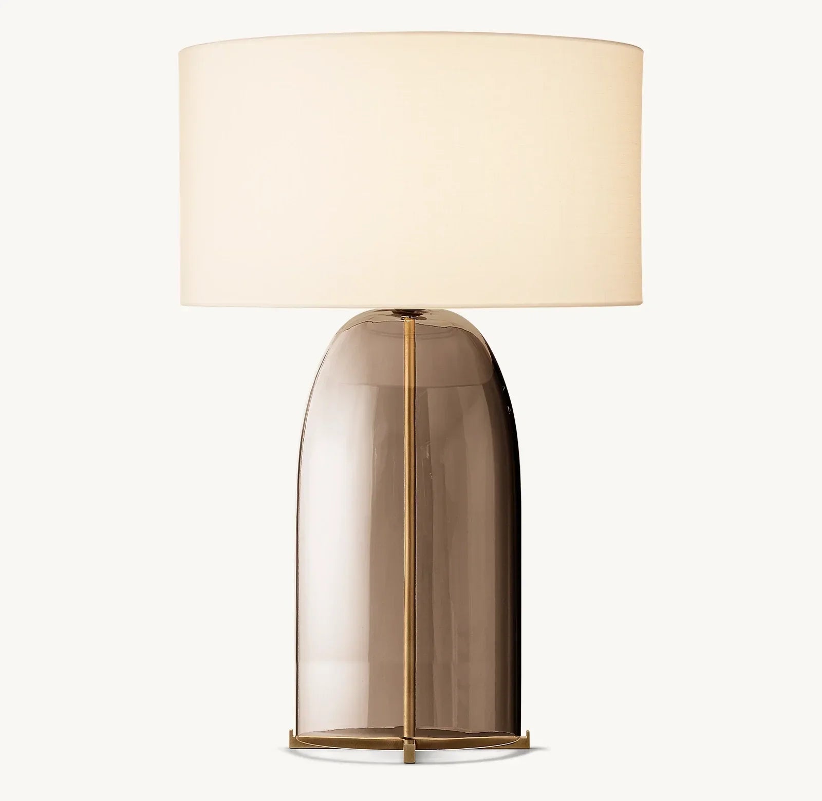 Tafellamp Amber Glas met Ovale Linnen Kap Metalen Voet Woonkamer Slaapkamer Bureaulamp Moderne Verlichting | Sansoti