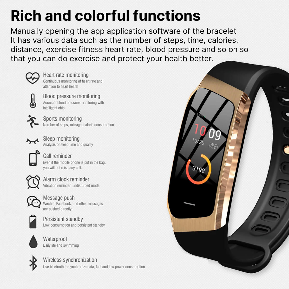 Slimme Fitness Tracker met Hartslagmeter en Bloeddrukfunctie - 24/7 Gezondheidsmonitoring & Sporttracking | Sansoti