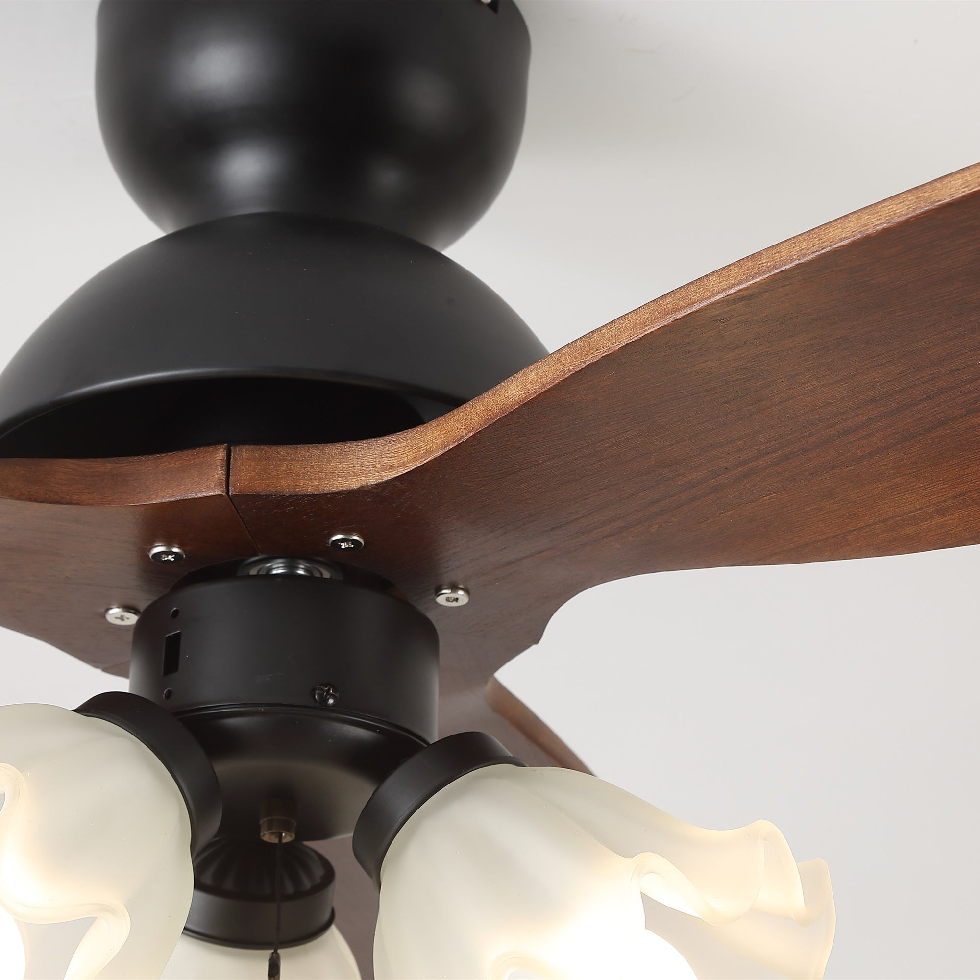 Ceiling Fan with Lighting – Scandinavian Fan with Lamp – Wooden Blades and LED Lighting | Sansoti