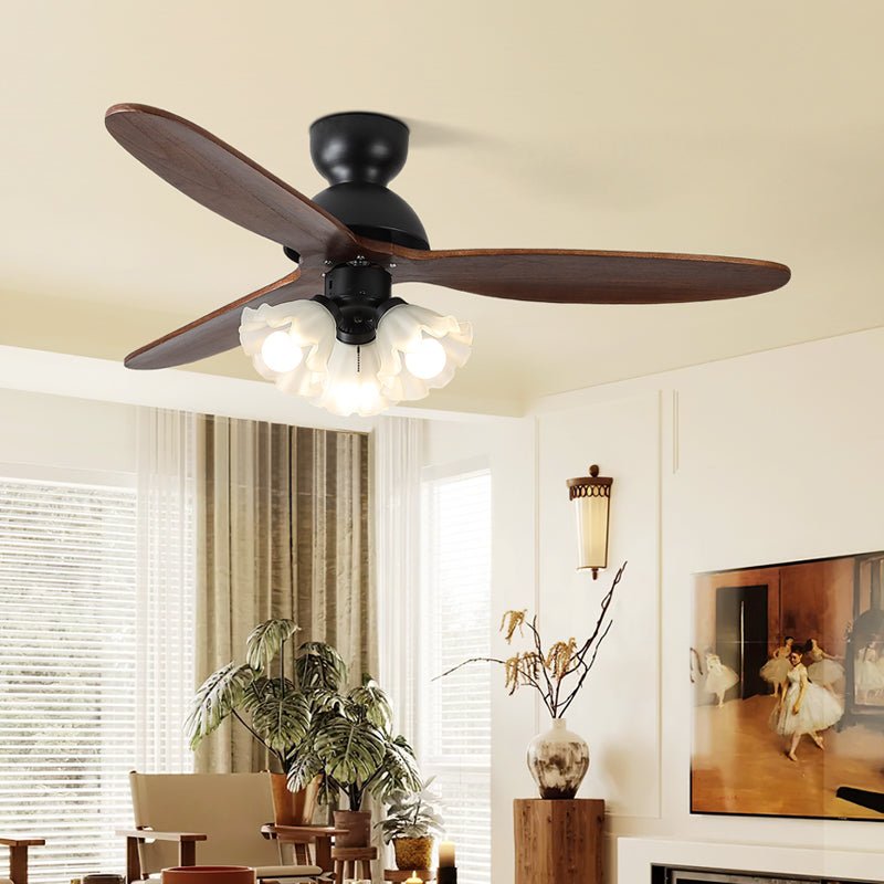 Ceiling Fan with Lighting – Scandinavian Fan with Lamp – Wooden Blades and LED Lighting | Sansoti
