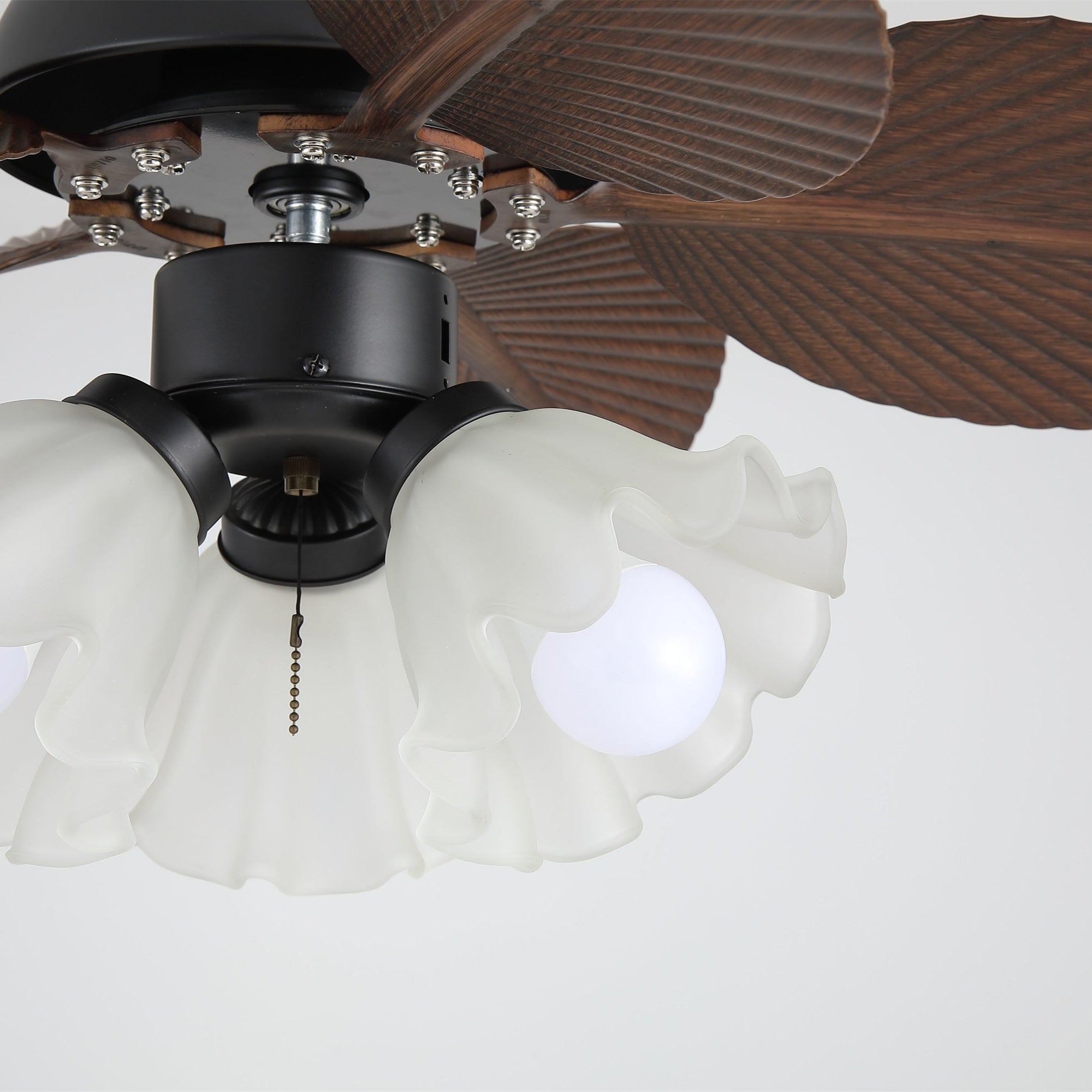 Plafondventilator met verlichting Ø80cm DC-motor afstandsbediening walnoot zwart 6 snelheden 35W 220V | Sansoti