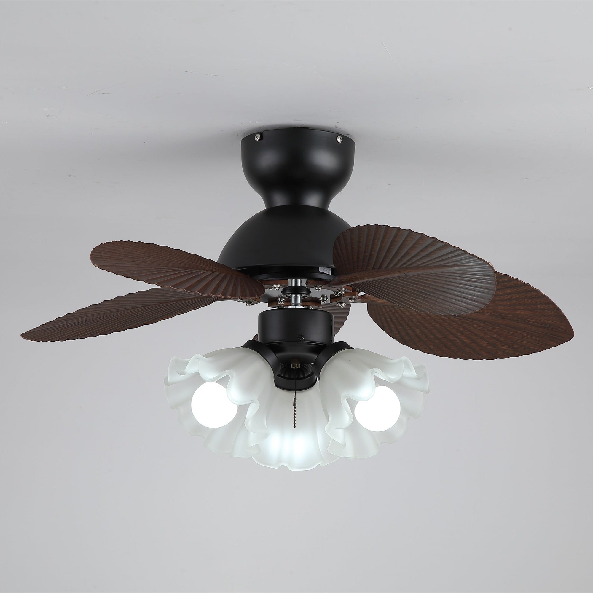 Plafondventilator met verlichting Ø80cm DC-motor afstandsbediening walnoot zwart 6 snelheden 35W 220V | Sansoti