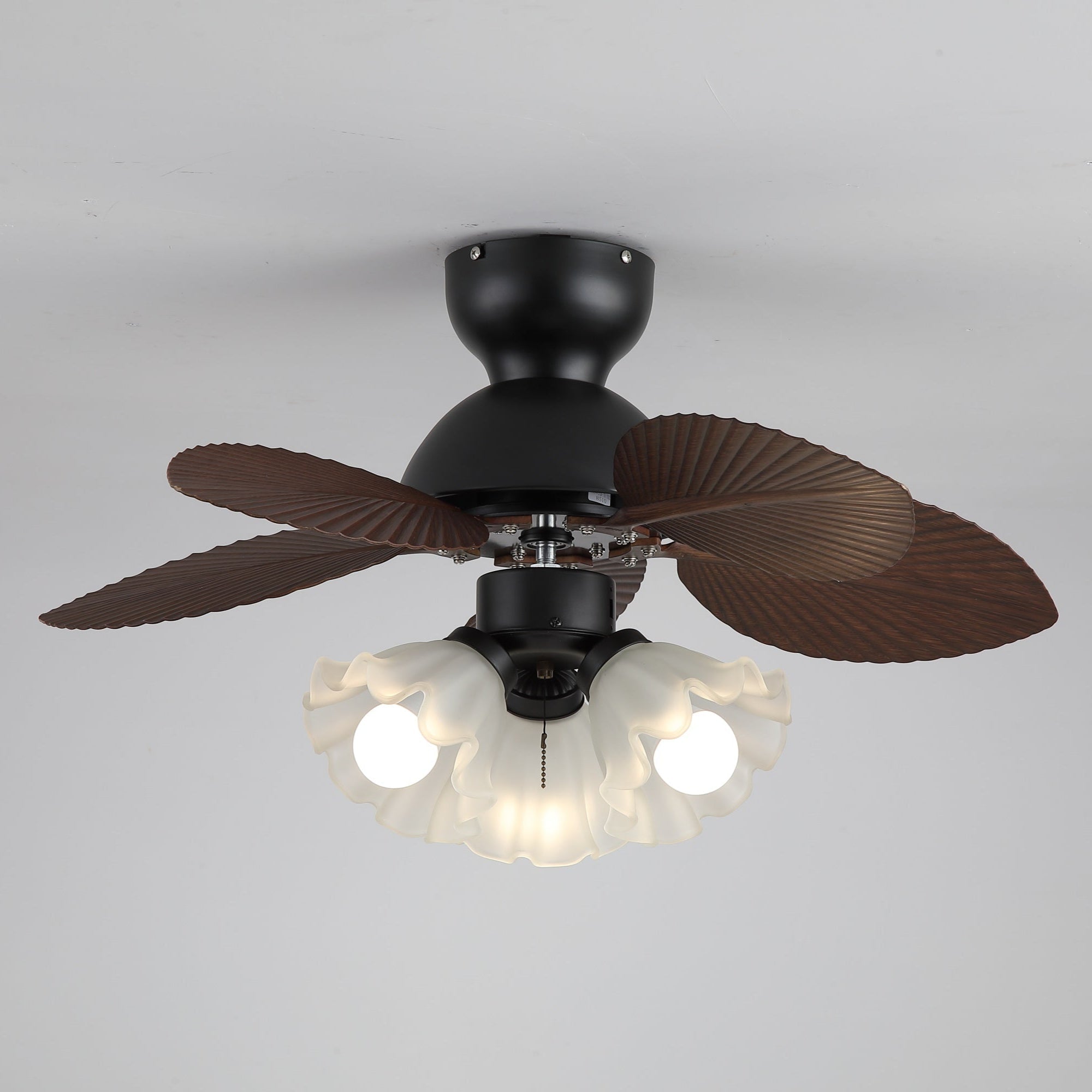 Plafondventilator met verlichting Ø80cm DC-motor afstandsbediening walnoot zwart 6 snelheden 35W 220V | Sansoti