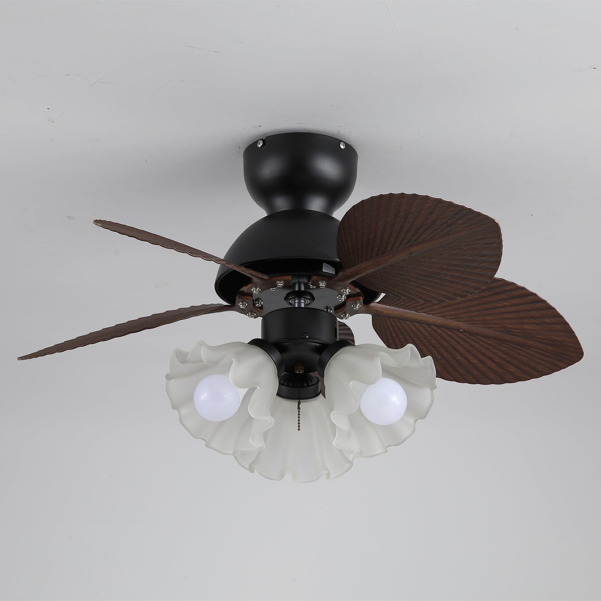 Plafondventilator met verlichting Ø80cm DC-motor afstandsbediening walnoot zwart 6 snelheden 35W 220V | Sansoti