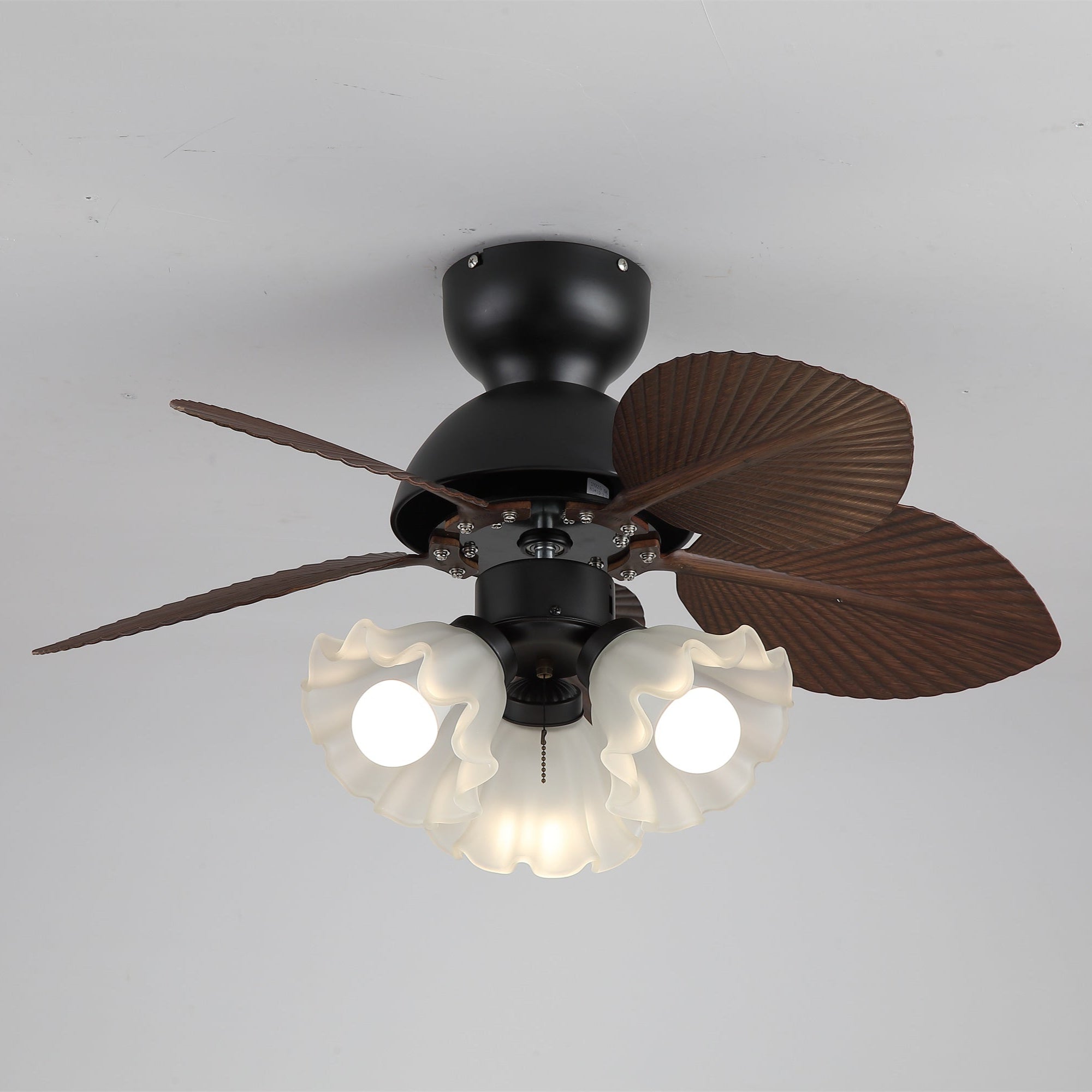 Plafondventilator met verlichting Ø80cm DC-motor afstandsbediening walnoot zwart 6 snelheden 35W 220V | Sansoti