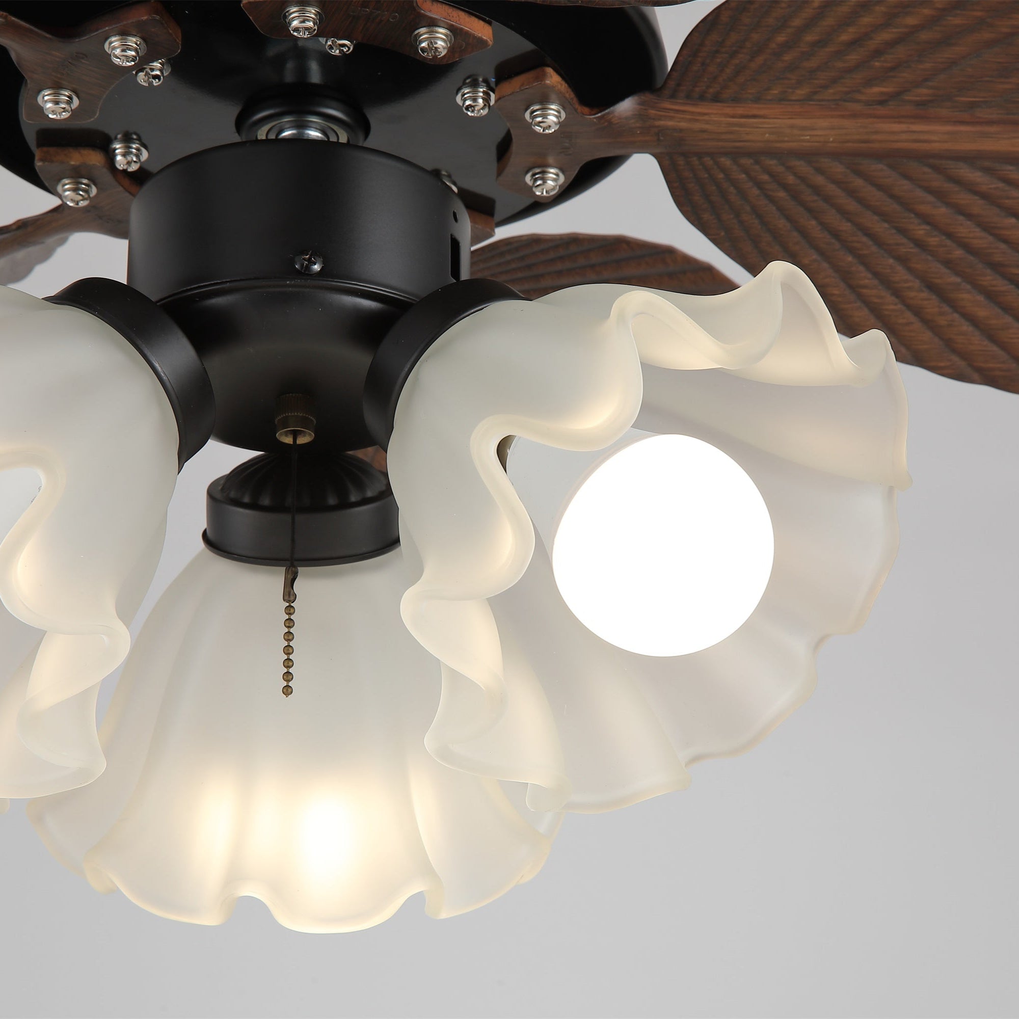 Plafondventilator met verlichting Ø80cm DC-motor afstandsbediening walnoot zwart 6 snelheden 35W 220V | Sansoti