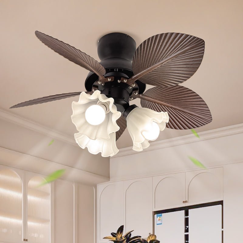Plafondventilator met verlichting Ø80cm DC-motor afstandsbediening walnoot zwart 6 snelheden 35W 220V | Sansoti