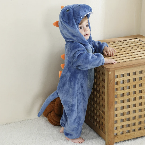 Baby Onesie Dierenpakje Panda Dinosaurus Tijger Muis – Zachte Fleece Jumpsuit Babykleding Romper 0-4 Jaar | Sansoti