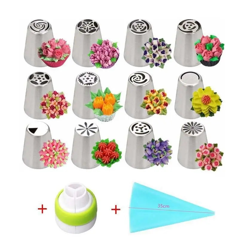 Bloem Spuitmonden Set Edelstaal voor Taartdecoratie Crème Bladpatronen Professionele Bakgereedschap Slagroomspuitzakken Decoratietools Gebak Versiering Fijne Details | Sansoti