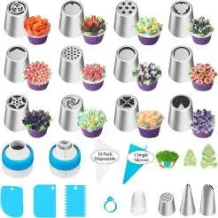 Bloem Spuitmonden Set Edelstaal voor Taartdecoratie Crème Bladpatronen Professionele Bakgereedschap Slagroomspuitzakken Decoratietools Gebak Versiering Fijne Details | Sansoti
