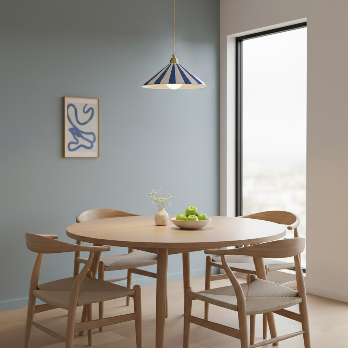Gestreepte Glazen Hanglamp met Messing Fitting – Dopamine Kleuren Hangende Verlichting voor Keuken Eetkamer | Sansoti
