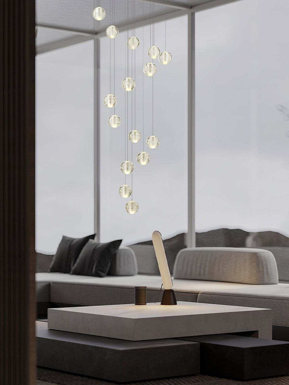 Crystal Cluster Pendant Lights Multiple Spheres Chrome Ceiling Lighting Modern Design Dining Room Living Room | Sansoti