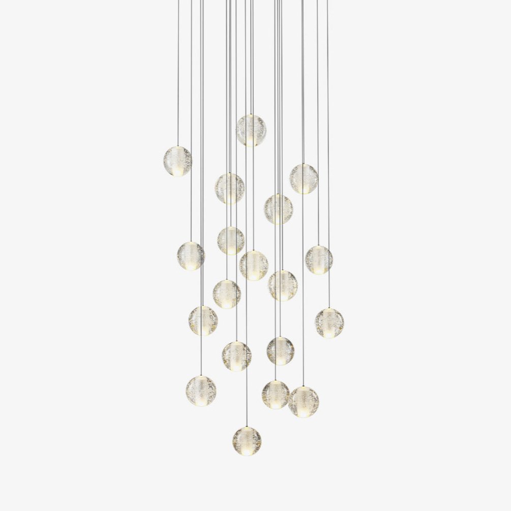 Crystal Cluster Pendant Lights Multiple Spheres Chrome Ceiling Lighting Modern Design Dining Room Living Room | Sansoti