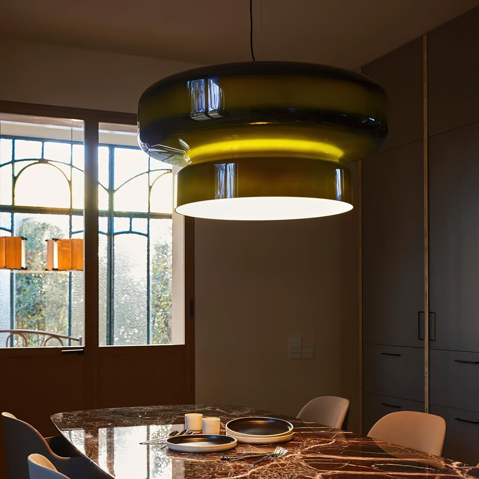 Hanglamp Glas Metaal LED Retro Bruin Eettafel Woonkamer Verstelbaar Snoer Design Verlichting Modern Interieur | Sansoti