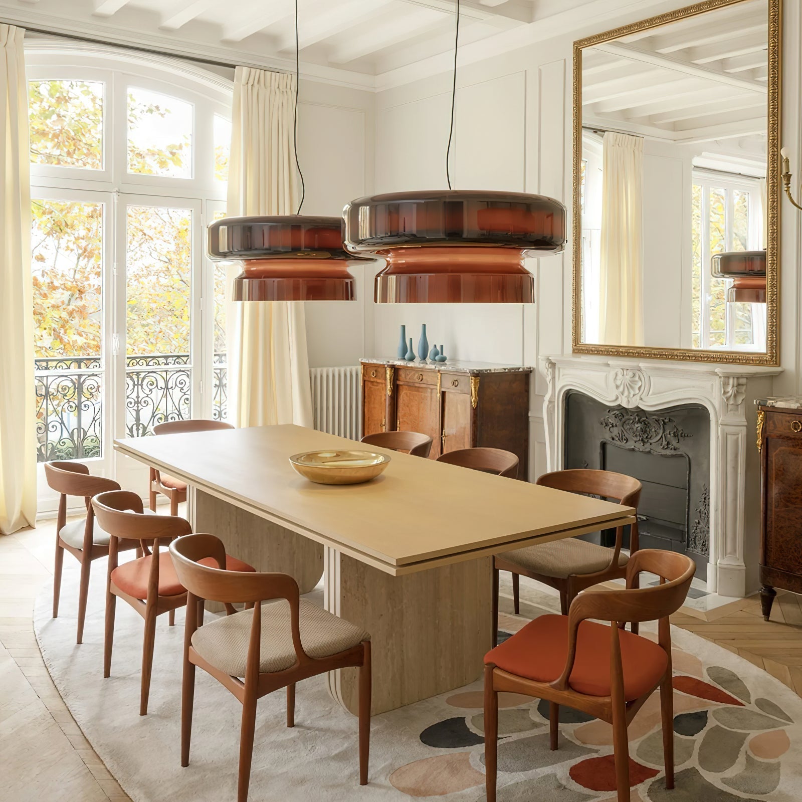 Hanglamp Glas Metaal LED Retro Bruin Eettafel Woonkamer Verstelbaar Snoer Design Verlichting Modern Interieur | Sansoti