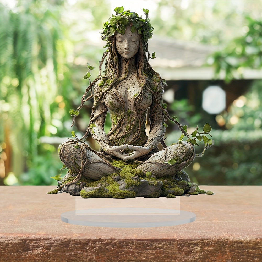 Spirituele Godin Sculptuur Acryl Decoratie Bohemian Stijl Interieurobject Zittende Vrouwenfiguur Transparant 20 cm Woonkamer Bureau Sierbeeld Meditatiedecor | Sansoti