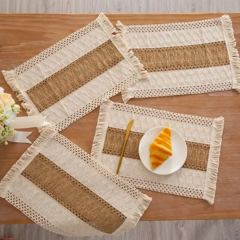 Bohemian Tafelsett Placemats Hittebestendig Warm Zand Natuurtinten Tafelbescherming Eettafel Diner Sfeer | Sansoti
