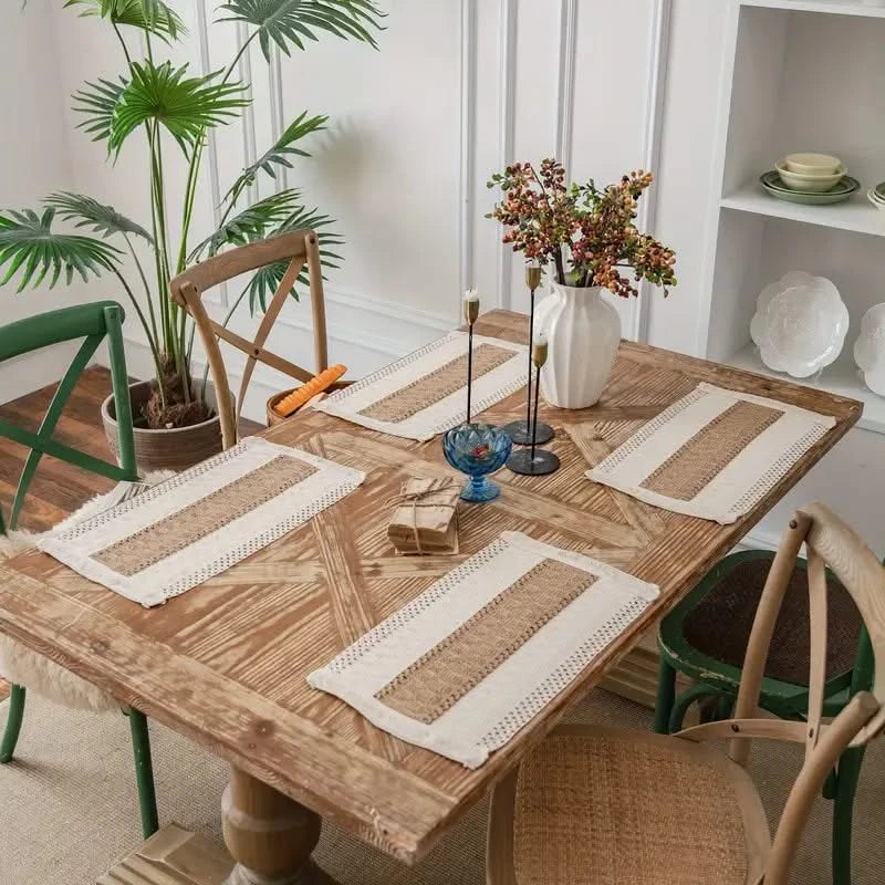 Bohemian Tafelsett Placemats Hittebestendig Warm Zand Natuurtinten Tafelbescherming Eettafel Diner Sfeer | Sansoti