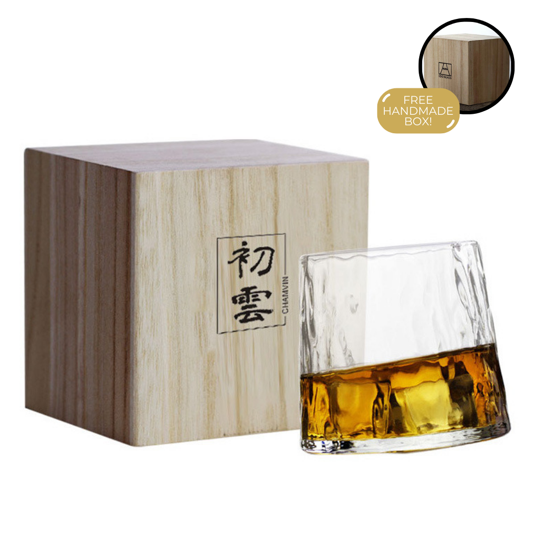 Japans Whiskyglas Met Draaibare Bodem 250ml Hittebestendig Glas Handgemaakt Drinkglas Voor Whisky Cocktails Sake Premium Servies In Houten Geschenkdoos Uniek Cadeau Voor Whiskyliefhebbers | Sansoti