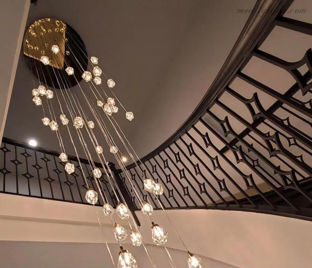 Glas-Cluster-Kronleuchter Ø35 cm Kristallkugeln 10 Lichtquellen Messing Rauchglas Esszimmer Wohnzimmer | Sansoti