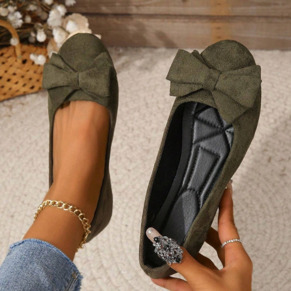 Klassische, bequeme und elegante Ballerinas für Damen mit Schleife, runder Spitze und flachem Absatz – Alltagsschuhe | Sansoti