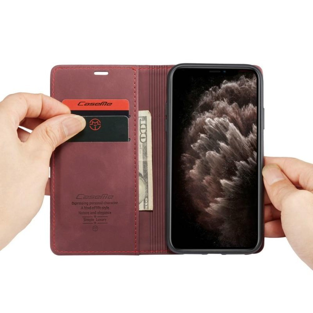 Portemonnee Telefoonhoesje Plantaardig Leer met Standaard en Kaarthouder voor iPhone 12 13 14 15 16 Pro Max | Sansoti