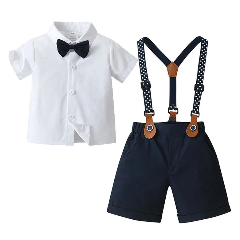 3-Delig Jongenspak met Blauw Overhemd, Gilet en Broek voor Feestelijke Gelegenheden, Ceremonies en Bruiloften | Sansoti
