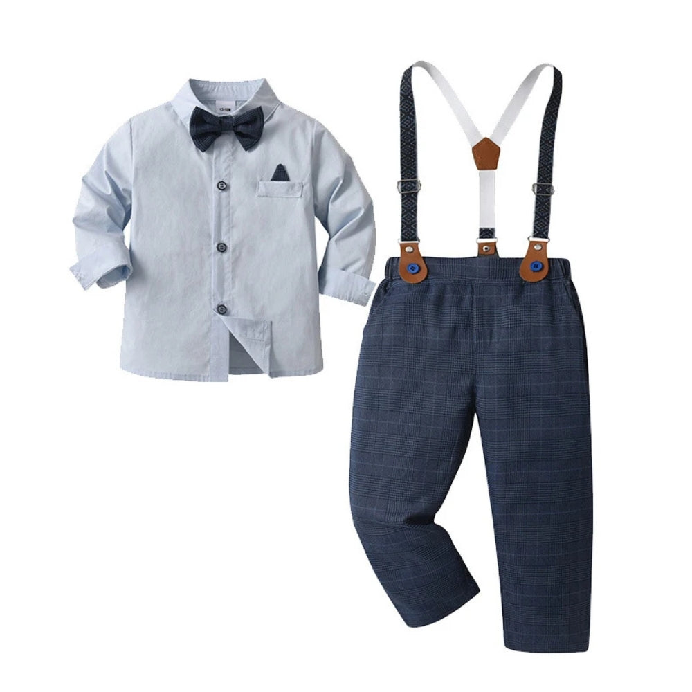 3-Delig Jongenspak met Blauw Overhemd, Gilet en Broek voor Feestelijke Gelegenheden, Ceremonies en Bruiloften | Sansoti