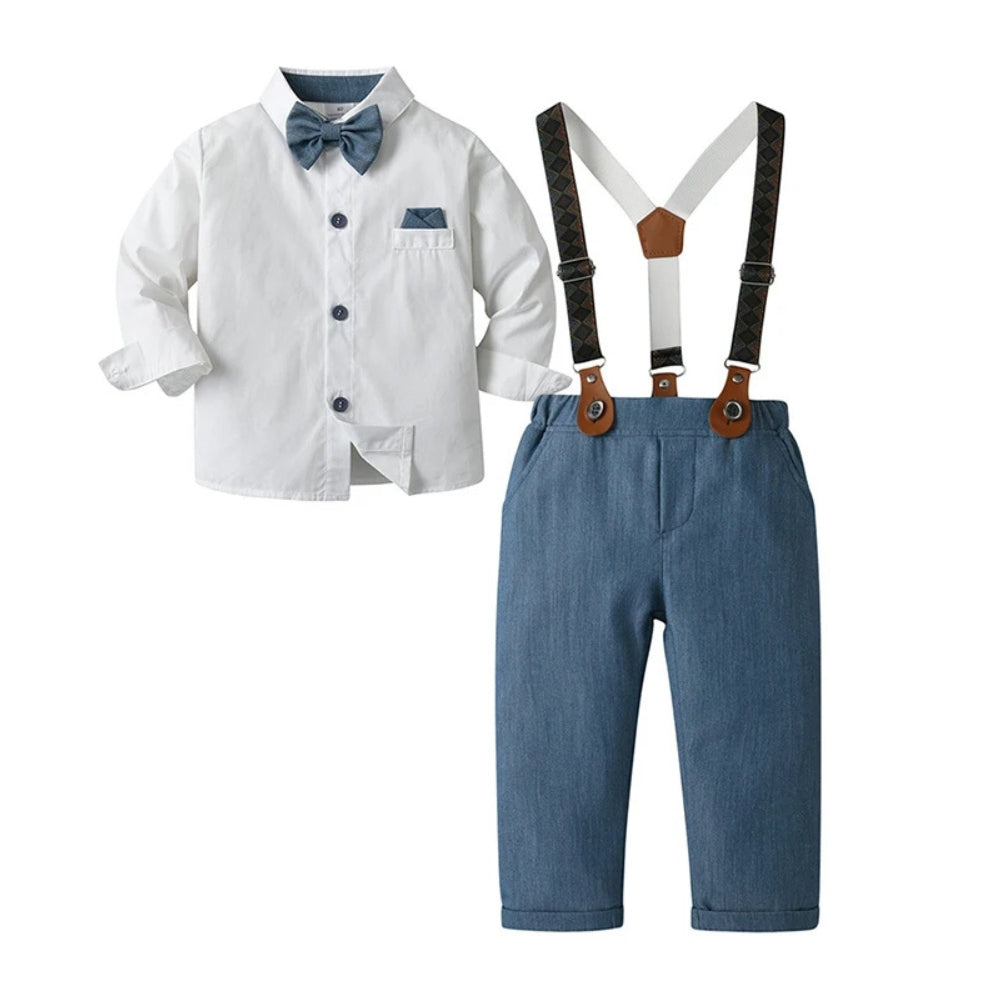 3-Delig Jongenspak met Blauw Overhemd, Gilet en Broek voor Feestelijke Gelegenheden, Ceremonies en Bruiloften | Sansoti