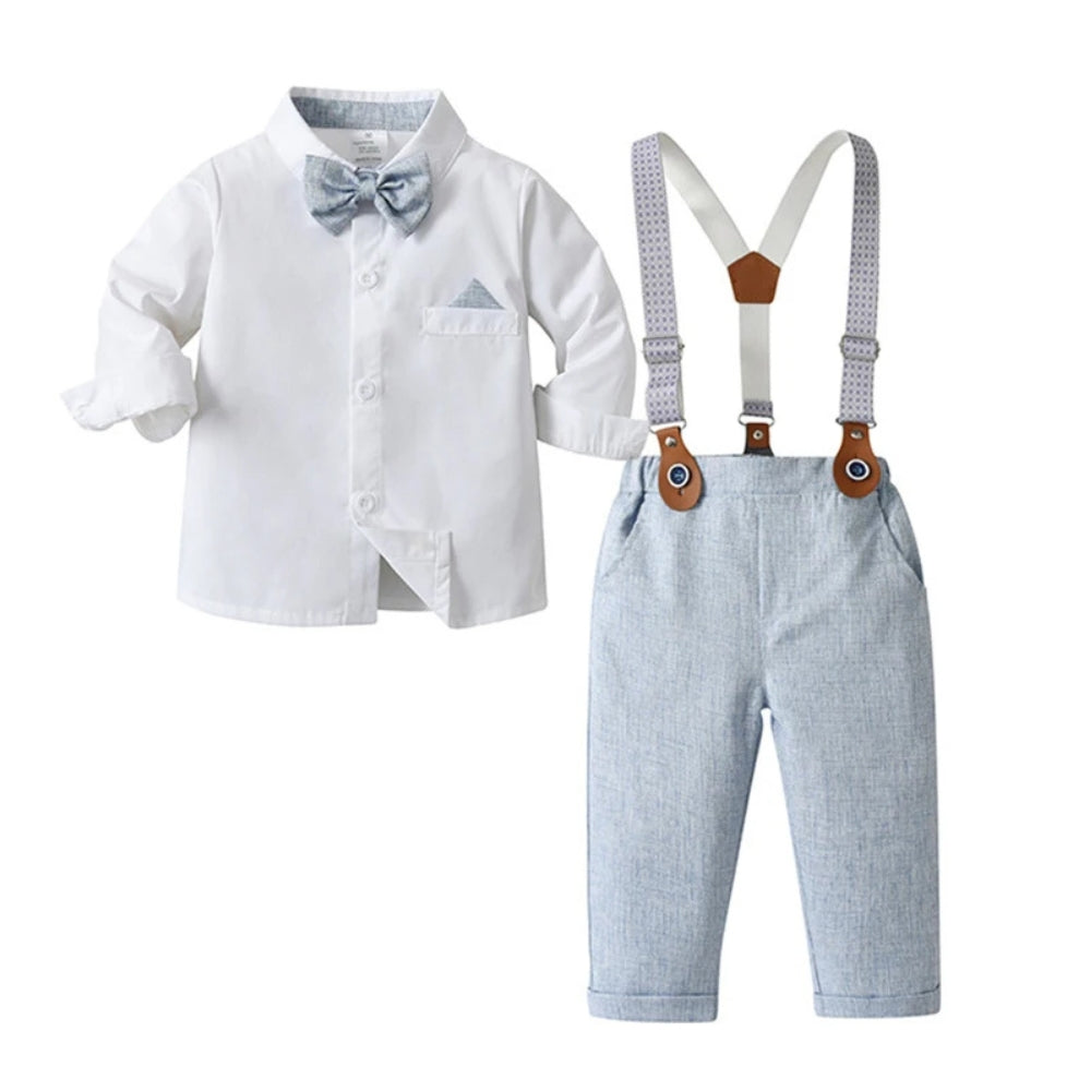 3-Delig Jongenspak met Blauw Overhemd, Gilet en Broek voor Feestelijke Gelegenheden, Ceremonies en Bruiloften | Sansoti