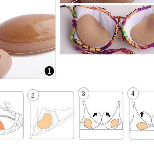 BH-Einlagen für Bademode, Polsterung mit Push-up-Effekt, selbstklebend, wasserfest, atmungsaktiv, komfortabel, naturfarben, schwarz | Sansoti