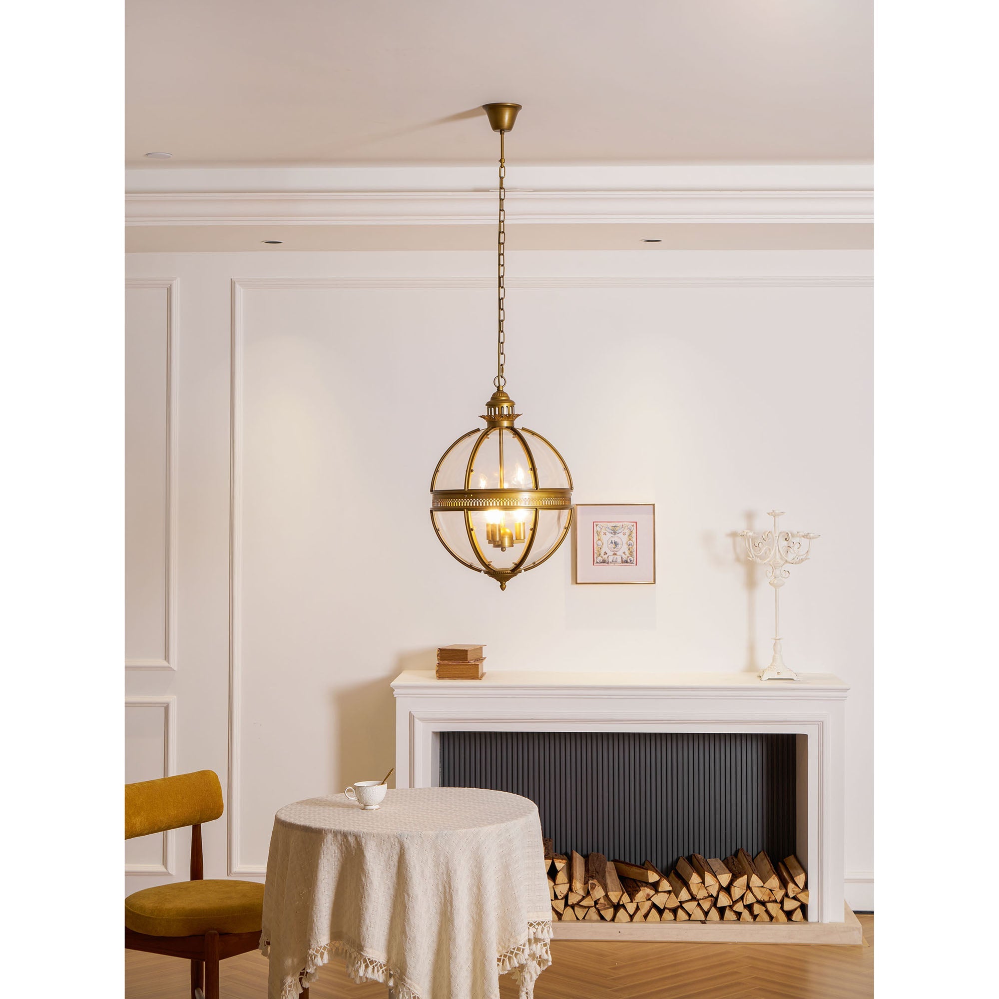 Suspension Baroque Avec Abat-Jours En Verre Et Finition Dorée – Lustre Design Luxe 3 Lumières | Restfield
